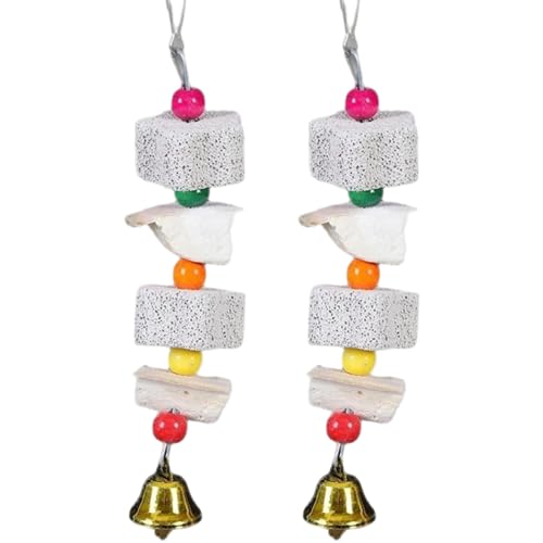 Nuelreva 2pcs Papageienspielzeug, 7, 3 Zoll Cuttlebone Vogelschnabel Schleifstein mit von Nuelreva