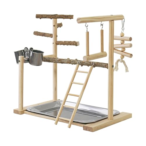 Bird Playground with Swing, Parrot Playground Stand, Chew Exercise Toys, Tray and Cups, Interactive Play Gym, Fun Bird Toys, Bird Perches for Cockatiel and Parakeet Exercise and Mental Stimulation von Nuhjytgf