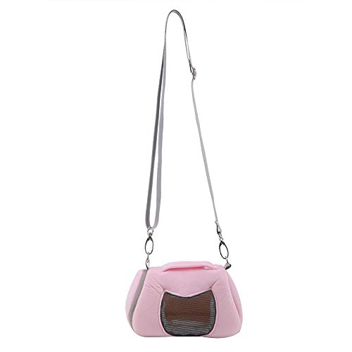 Nunafey Mesh Design Hamster Reisetasche, Tragetasche für Haustiere, tragbare atmungsaktive Frettchenratte für Rennmaus Hamster(Pink) von Nunafey