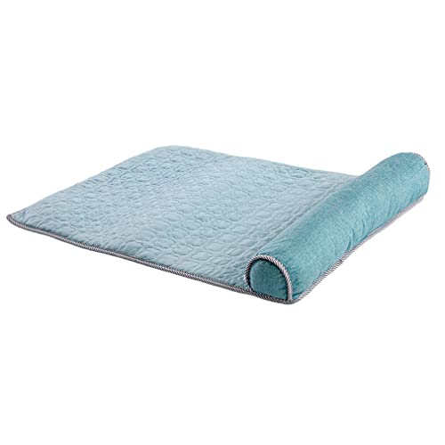 Nunubee Luxus Hundeunterlage mit Kissen Sommer Eisseide Cool Pet Pad Cat Cool Pad zum Schlafen geeignet M(70 * 50cm) hellblau von Nunubee