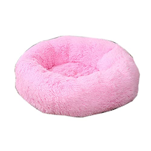 Nunubee Rundes Haustierbett aus Plüsch für Katzen oder Hunde Herbst Winter Schlafzimmer bequemer Zwinger abnehmbar und waschbar 110cm Leuchtend rosa von Nunubee