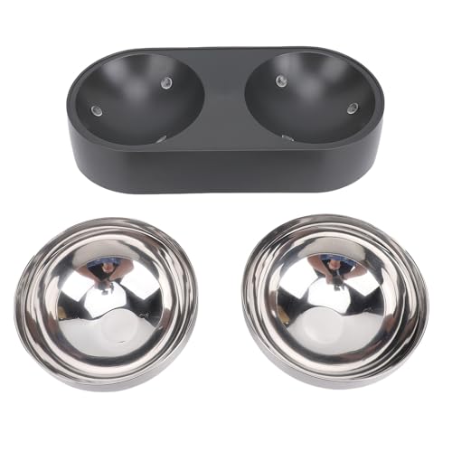 Nurnesy Edelstahl 2 in 1 Haustierschüssel Set - Erhöhte Hunde- und Katzenfutter- / Wasserschalen mit Nicht -Slip -Basis - für mittel- / Kleine Haustiere von Nurnesy