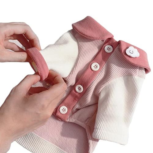 Nurnesy Haustier-Shirt aus weichem geripptem Stoff für Hunde, Welpen, Kleidung für und Winter, stilvoll und atmungsaktiv, mit 2 Beinen, elegantes Hunde-Shirt mit Knopfleiste (Gewichtsbereich von Nurnesy