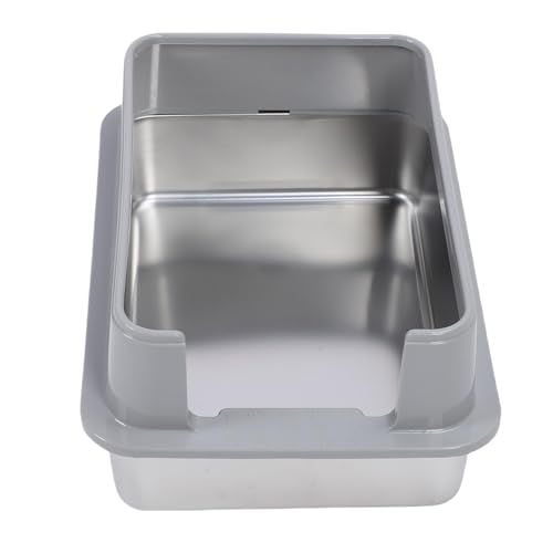 Nurnesy Hochseitige Offene Edelstahlkatze Katzentoilette mit Müllschaufeln - Langlebige Haustier -Toilettenschale für den Heimgebrauch Nurnesy Hochseitige Offene Edelstahlkatze Katzentoilette mit Müllschaufeln - Langlebige Haustier -Toilettenschale für den Heimgebrauch von Nurnesy
