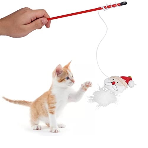 Nurnesy Lustiger Katzenstab aus Kunststoff, Weihnachtsmann-Design. Lustiger Katzenstab, Interaktives Katzenstab-Spielzeug aus Kunststoff, mit Plüschball für Viele Stunden Spielspaß, Nurnesy Lustiger Katzenstab aus Kunststoff, Weihnachtsmann-Design. Lustiger Katzenstab, Interaktives Katzenstab-Spielzeug aus Kunststoff, mit Plüschball für Viele Stunden Spielspaß, von Nurnesy