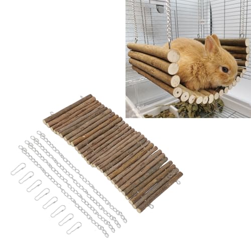 Nurnesy Premium Holz Hamster Schwung Spielzeugzähne Reinigung und Mundpflege für Kleine Haustier, Zwergkaninchen mit Hängenden Hängemattenzubehör, Chinchilla -Kauspielzeug für Käfig, von Nurnesy