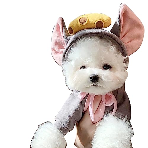 Weiche, Elastische, Niedliche Mausohren, Käse-Katzen-Outfits mit Kapuze, Warme Kleidung für Haustiere, Zweibeiniger Hundemantel für Welpen, Herbst, Winter, Partys, Spaziergänge, Weiche, Elastische, Niedliche Mausohren, Käse-Katzen-Outfits mit Kapuze, Warme Kleidung für Haustiere, Zweibeiniger Hundemantel für Welpen, Herbst, Winter, Partys, Spaziergänge, von Nurnesy