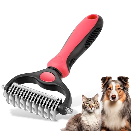 NursCare Haustierpflegebürste, doppelseitiger Unterfellrechen für Hunde und Katzen, professionelle Enthaarungsbürste und Entfilzungswerkzeug, sicheres und effektives Entfernen von Knoten, Matten, NursCare Haustierpflegebürste, doppelseitiger Unterfellrechen für Hunde und Katzen, professionelle Enthaarungsbürste und Entfilzungswerkzeug, sicheres und effektives Entfernen von Knoten, Matten, von Nurscare