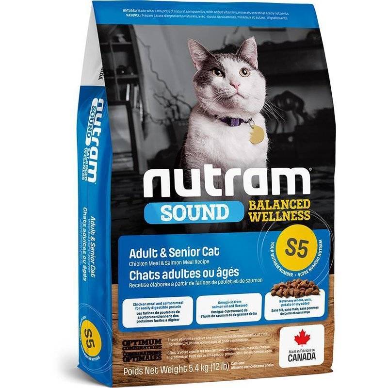 Nutram S5 Adult Cat - Sparpaket 2 x 5,4 kg (7,40 € pro 1 kg) von Nutram
