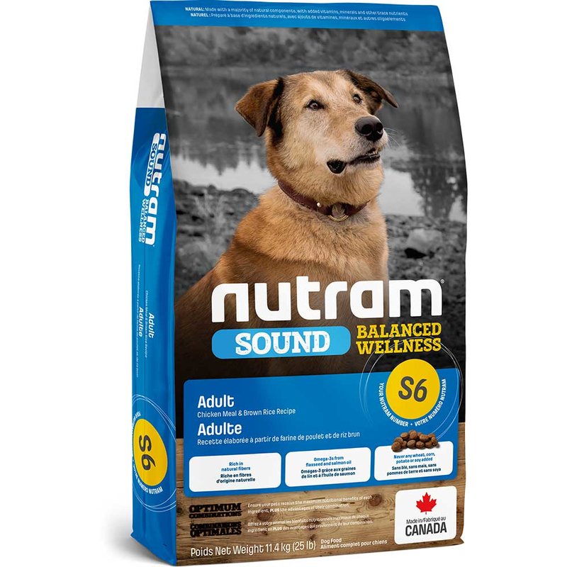 Nutram S6 Adult Dog - Sparpaket 2 x 11,4 kg (4,82 € pro 1 kg) von Nutram