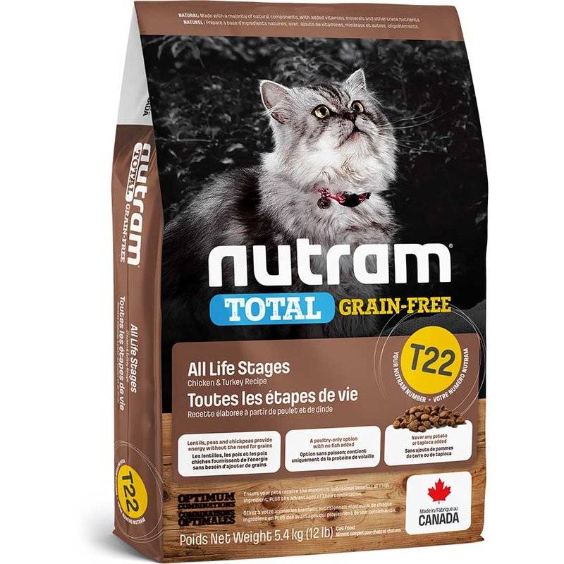 Nutram Total Grain-Free Cat T22 Pute, Huhn & Ente - 5,4 kg (10,18 € pro 1 kg) von Nutram