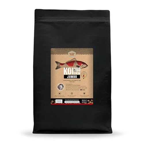 Nutramare Koi360 Jumbo Swim | Schwimmendes Koifutter für große Koi ab 60 cm, 8,5 mm Pellets mit Spirulina & Astaxanthin zur Farbverstärkung (4,5 kg) von Nutramare
