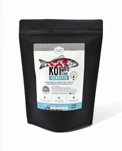 Nutramare Koi360 Sensitiv Sink 1,2kg | Hochwertiges Koifutter für Sensible Koi, mit gesundheitsförderndem Kräuteröl und Aktivton von Nutramare