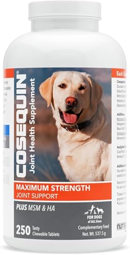 Nutramax - COSEQUIN Joint Health Supplement for Dogs, Maximum Strength - Joint Support - with Glucosamine and Chondroitin, MSM, and Hyaluronic Acid - for Dogs, 250 Chewable Tablets Nutramax - COSEQUIN Joint Health Supplement for Dogs, Maximum Strength - Joint Support - with Glucosamine and Chondroitin, MSM, and Hyaluronic Acid - for Dogs, 250 Chewable Tablets von Nutramax