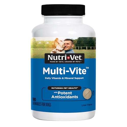Nutri-Vet Multi-Vite Kauartikel für ausgewachsene Hunde, tägliches Multivitamin- und Mineralergänzungsmittel für allgemeine Gesundheit, Immununterstützung und ausgewogene Ernährung, 180 Stück von Nutri-Vet Wellness