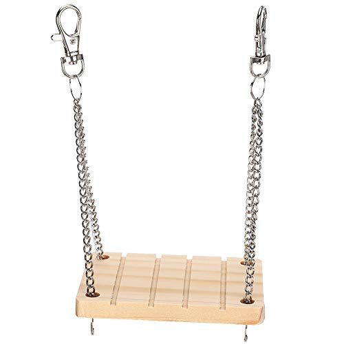 NutriEss Hamster Schaukel Hängematte aus Holz mit Edelstahlkette Spielzeug für Kleintiere als Klettergerüst und Ruheplatz in der Ecke des Käfigs natürliches Holz und rostfreier Stahl NutriEss Hamster Schaukel Hängematte aus Holz mit Edelstahlkette Spielzeug für Kleintiere als Klettergerüst und Ruheplatz in der Ecke des Käfigs natürliches Holz und rostfreier Stahl von NutriEss