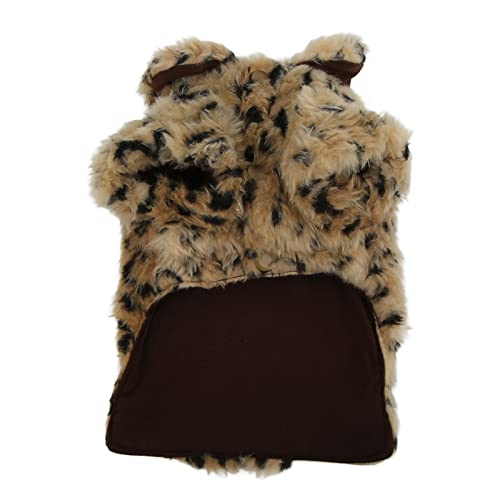 NutriEss Pet Leopard Print Plüsch Umhang Süße Retro Stylische Welpenjacke für He RBST- und Winter gemütliche warme Haustierkleidung (L) von NutriEss