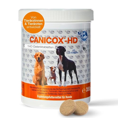 NutriLabs Canicox-HD Gelenktabletten für Hunde 140 Stk. - mit MSM, Chondroitin, Hyaluronsäure, Glucosamin & Teufelskralle - Gesundheitsprodukte für Hunde - Nahrungsergänzungsmittel Hund von NutriLabs
