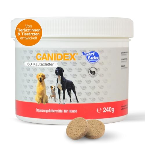 NutriLabs Canidex® Gelenktabletten für Hunde 60 STK. - mit MSM, Hyaluronsäure, Glucosamin, UVM. - Gesundheitsprodukte für Hunde - Nahrungsergänzungsmittel Hund - Teufelskralle-Hund von NutriLabs