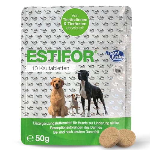 NutriLabs Estifor® Tabletten für Hunde 10 Stk. - Tabletten für Verdauung & Darm mit Bentonit, Hefeextrakten, Präbiotika - Gesundheitsprodukte für Hunde - Nahrungsergänzungsmittel Hund von NutriLabs