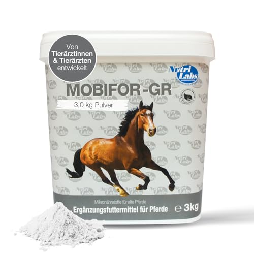 NutriLabs Mobifor®-GR Pulver für Senior-Pferde 3 kg - Nahrungsergänzung mit Ginkgo, Hefe, Bockshornklee usw. - MSM für Pferde - Ergänzungsmittel mit Glucosamin Pulver - Weißdorn Pferd von NutriLabs