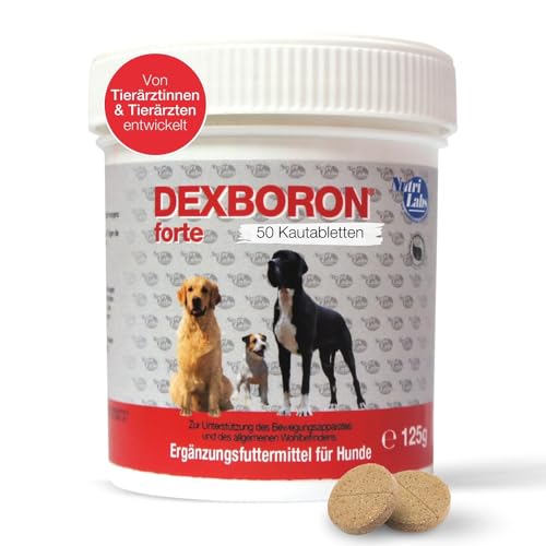 NutriLabs Dexboron® forte Hunde Kautabletten 50 STK. - Tabletten mit Teufelskralle für Hunde - Hunde Regenerationsmittel mit Weidenrinde, Weihrauchextrakt u.v.m. - Hunde Regenerationsmittel von NutriLabs