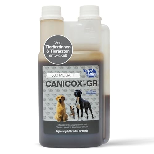 NutriLabs Canicox®-GR Nahrungsergänzung für Senioren-Hunde 500 ml - Nahrungsergänzung für Senioren-Hunde mit MSM, Chondroitin, Glucosamin, Ginseng u.v.m. - Gesundheitsprodukte für Hunde von NutriLabs