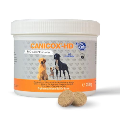 NutriLabs Canicox-HD Gelenktabletten für Hunde 100 Stk. - mit MSM, Chondroitin, Hyaluronsäure, Glucosamin & Teufelskralle - Gesundheitsprodukte für Hunde - Nahrungsergänzungsmittel Hund von NutriLabs