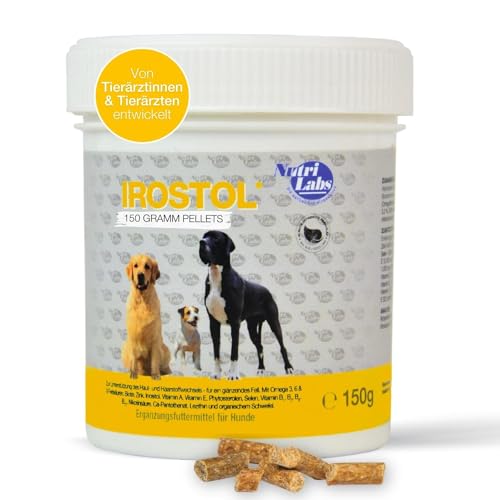 NutriLabs Irostol® Pellets für Hunde 150 g - Hunde Nahrungsergänzungsmittel mit MSM, Biotin & Omegafettsäuren - wichtige Hunde Vitamine & Hunde Mineralstoffe - Hunde Ergänzungsfutter von NutriLabs