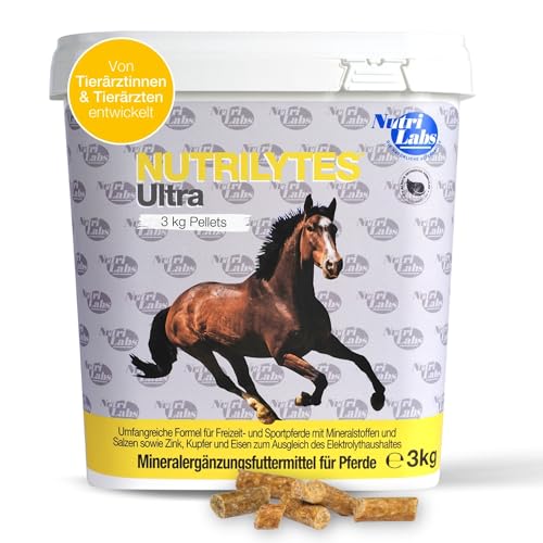 NutriLabs Nutrilytes® Ultra Pellets für Pferde 3 kg - mit Elektrolyte, Phosphor, Zink, Eisen, Kupfer u.v.m. - Pferd-Nahrungsergänzung - Spurenelemente Pferd - Elektrolyte Pferd von NutriLabs