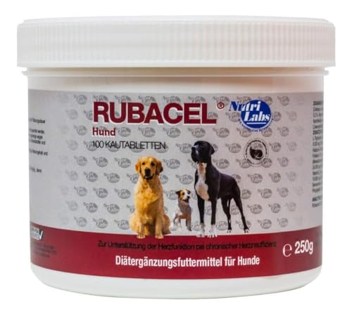 NutriLabs Rubacel Tabletten für alte & übergewichtige Hunde 100 STK. - Rotwurzelsalbei & Weißdorn für Hunde - Omegafettsäuren & L-Carnitin-Tabletten - Hunde-Vitamine für Senioren Hunde von NutriLabs