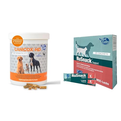Unser Vorteilspack: NutriLabs Canicox-HD Gelenk-Pellets für Hunde 500 g & NuSnack Schleckpaste als Leckerlie oder zur Medikamentengabe von NutriLabs