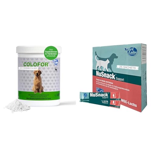 Unser Vorteilspack: NutriLabs Colofor® Pulver für Hunde 400 g & NuSnack Schleckpaste als Leckerlie oder zur Medikamentengabe von NutriLabs