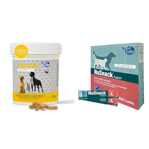 Unser Vorteilspack: NutriLabs Irostol® Pellets für Hunde 150 g & NuSnack Schleckpaste als Leckerlie oder zur Medikamentengabe von NutriLabs