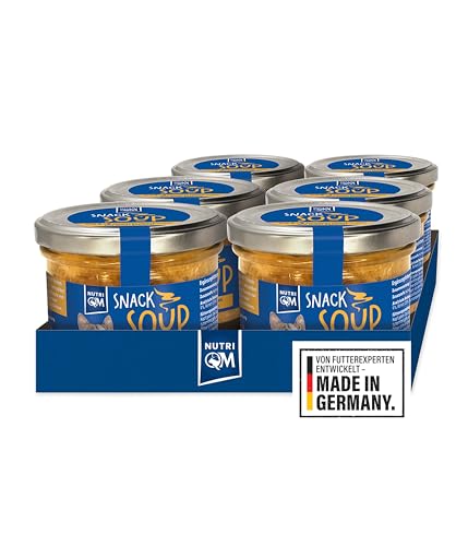 NutriQM® Katzensuppe Huhn – 6 x 190 ml Trinksnack Soup mit echtem Hühnerfilet – natürliche Zutaten in Lebensmittelqualität – umweltfreundliche Glasverpackung – ohne Zucker & Gluten – Made in Germany von NutriQM