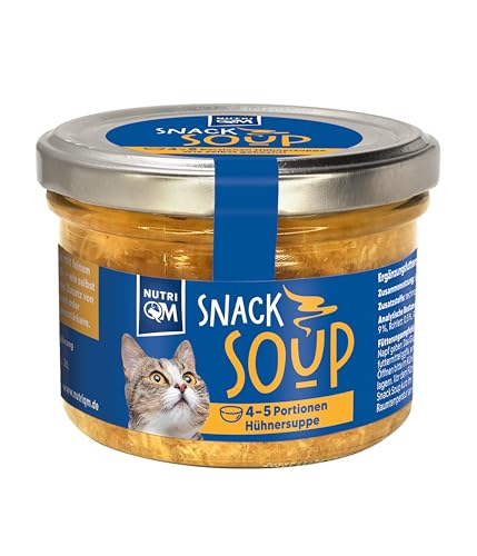 NutriQM® Snack Soup Huhn - 1 x 190 ml Katzensuppen Trinksnack mit echtem Hühnerfilet ohne Zucker, Getreide & Zusatzstoffe - wiederverschließbare Glasverpackung - Made in Germany von NutriQM