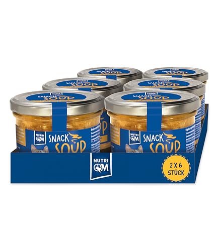 NutriQM® Snack Soup Huhn - 12 x 190 ml Katzensuppen Trinksnack mit echtem Hühnerfilet ohne Zucker, Getreide & Zusatzstoffe - wiederverschließbare Glasverpackung - Made in Germany von NutriQM