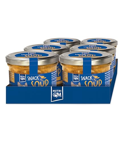 NutriQM® Snack Soup Huhn - 6 x 190 ml Katzensuppen Trinksnack mit echtem Hühnerfilet ohne Zucker, Getreide & Zusatzstoffe - wiederverschließbare Glasverpackung - Made in Germany von NutriQM
