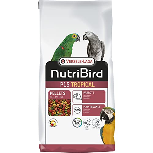 VERSELE-LAGA - NutriBird P15 Tropical - Extrudierte Pellets - Erhaltungsfutter für Papageien - Mehrfarbig - 10kg von Versele-Laga