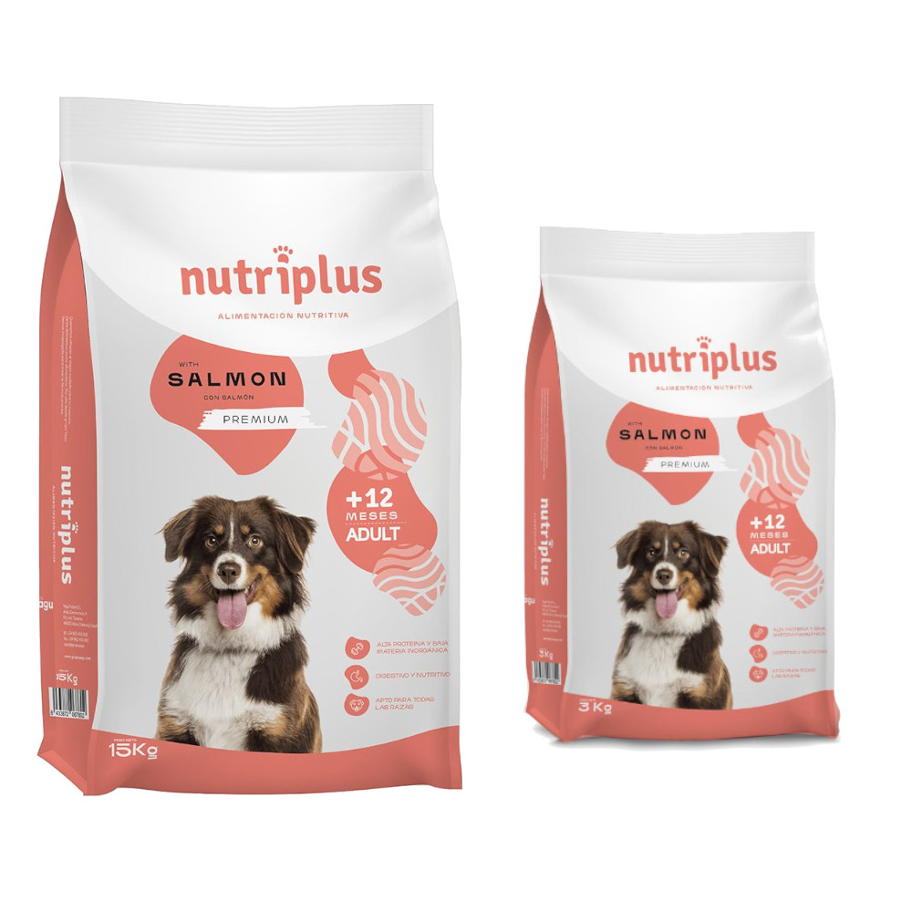 15 kg + 3 kg gratis! 18 kg Nutriplus Adult Dog mit Lachs - 15 kg + 3 kg 15 kg + 3 kg gratis! 18 kg Nutriplus Adult Dog mit Lachs - 15 kg + 3 kg von Nutriplus