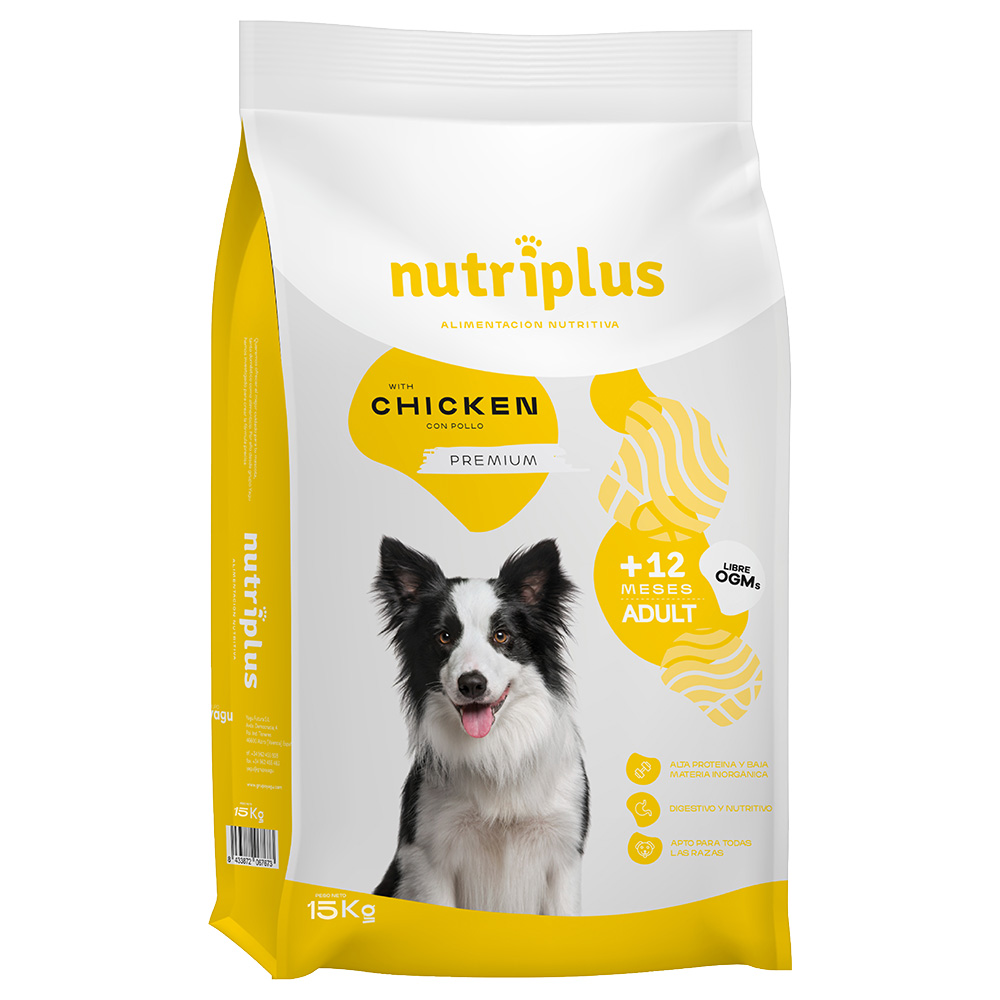 3 kg / 15 kg Nutriplus Dog zum Sonderpreis! - Adult mit Huhn 15 kg von Nutriplus