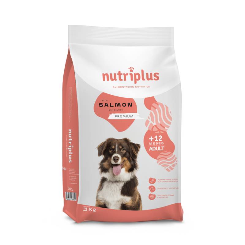 3 kg / 15 kg Nutriplus Dog zum Sonderpreis! - Adult mit Lachs 3 kg von Nutriplus