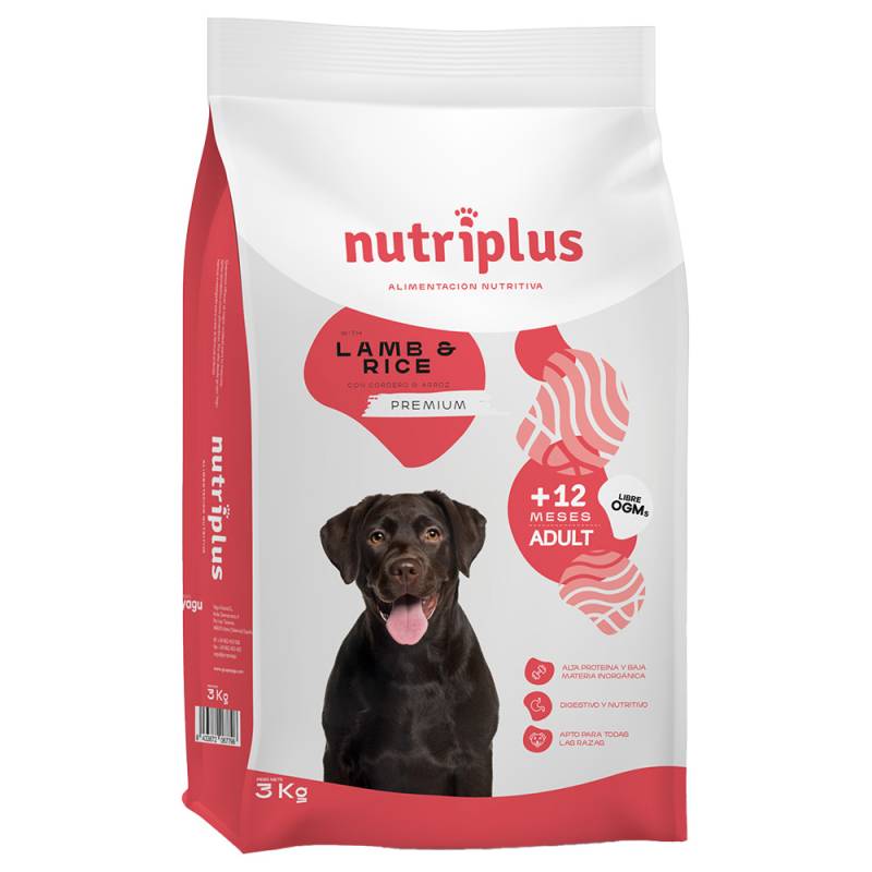 3 kg / 15 kg Nutriplus Dog zum Sonderpreis! - Adult mit Lamm 3 kg von Nutriplus