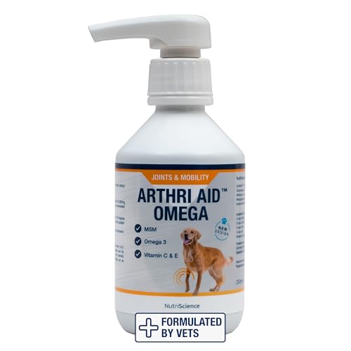 ProDen PlaqueOff NutriScience ArthriAid Omega Flüssiger Futterzusatz für Hunde und Katzen, 250ml, für Gelenke und Mobilität von NUTRI SCIENCE