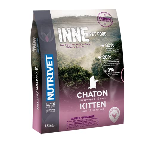 NUTRIVET - INNE KÄTZCHEN - Getreidefreie Kroketten - Kätzchen - Huhn - 80% Zutaten tierischen Ursprungs - 1,5kg von Nutrivet