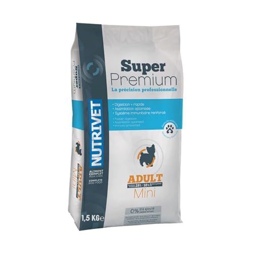 NUTRIVET - Super Premium -Adute Mini - Erwachsene Mini - Weizenfreies Kroketten - Hund - Reich an tierischem Eiweiß - 1.5 kg von Nutrivet