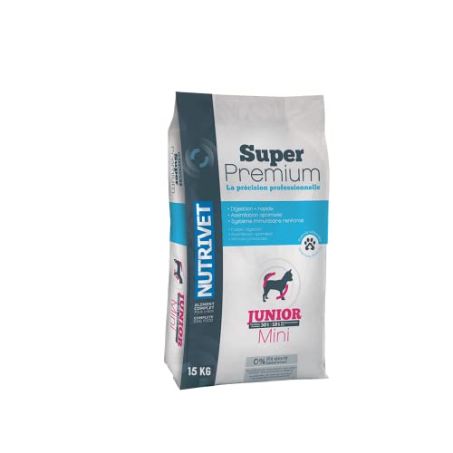 NUTRIVET - Super Premium - Junior Mini - Kroketten ohne Weizen - Sehr Kleiner Welpe - Reich an tierischen Proteinen - 15 kg von Nutrivet