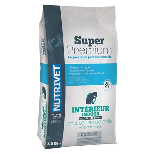 NUTRIVET - Super Premium - Anti-Haarballen-Katze - Weizenfreies Trockenfutter - Katze - Reich an tierischem Eiweiß - 3,5 kg von Nutrivet