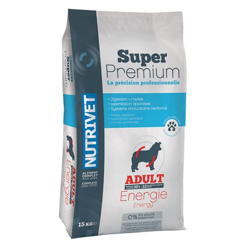 NUTRIVET - Super Premium Chien Energy - Intensive Aktivität - Weizenfreie Kroketten - Hund - Reich an tierischen Proteinen - 15 kg von Nutrivet
