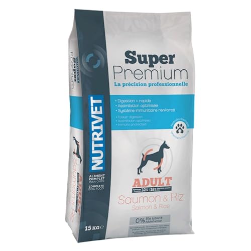 NUTRIVET - Super Premium - Lachsreis - Weizenfreie Kroketten - Hund - Reich an tierischem Eiweiß - 15 kg von Nutrivet